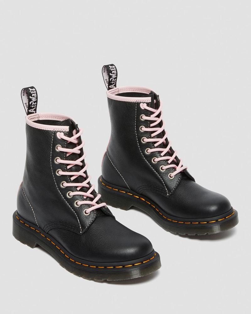 Dr Martens 1460 Contrast Læder Snørestøvler Dame Sort Lyserød | DK 153HAP